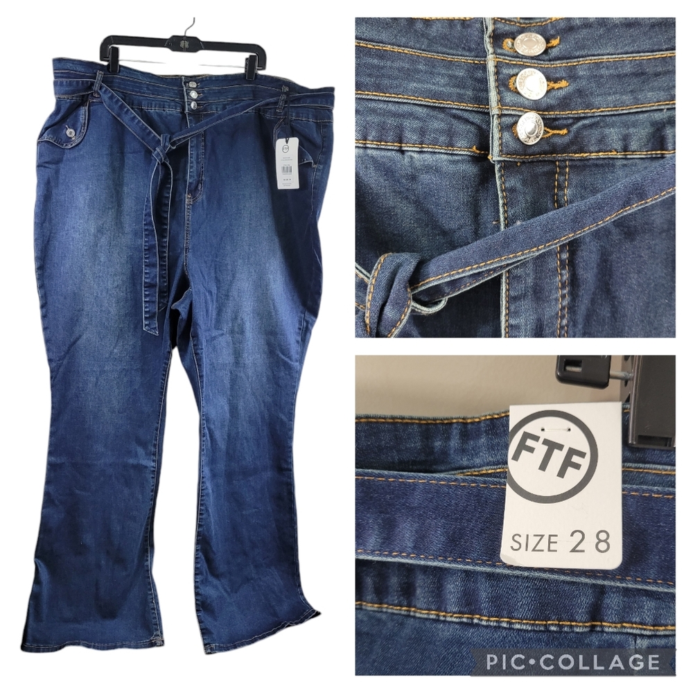Fashion To Figure Jeans Size 28 Womens Plus Size New WIth Tags Waist 50" Stretch